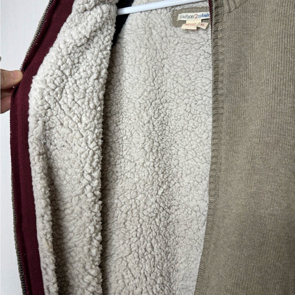 Carbon 2 Cobalt‎ Mens Sherpa Lined Sweater Cardigan Sz XL Full Zip - Picture 5 of 10